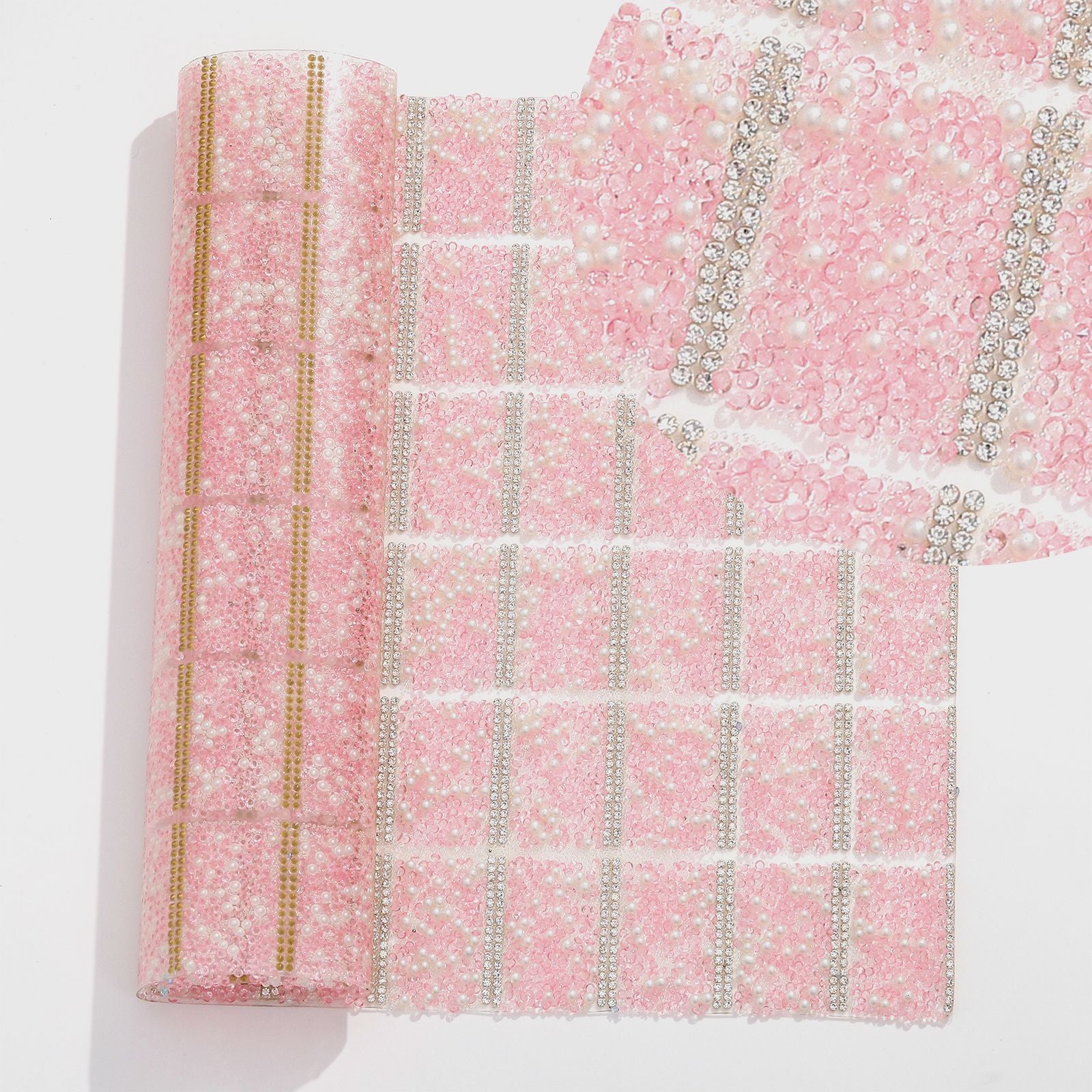 Wholesale DIY pen clothing diamond nail table cushion pad pointed bottom diamond with pearl double-sided tape square diamond piece can for 84pcs pens